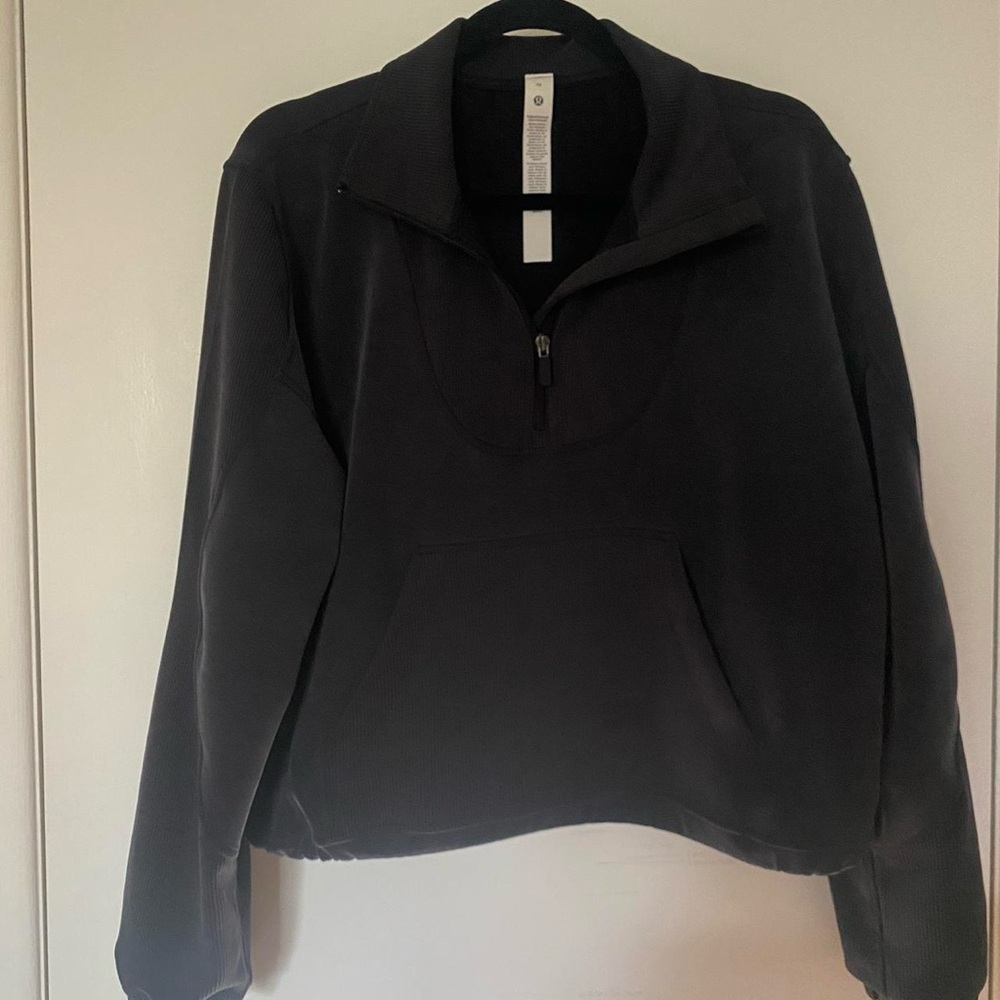 Lululemon Brushed Softstreme Ribbed Half-Zip Pullover – Black, Size 10